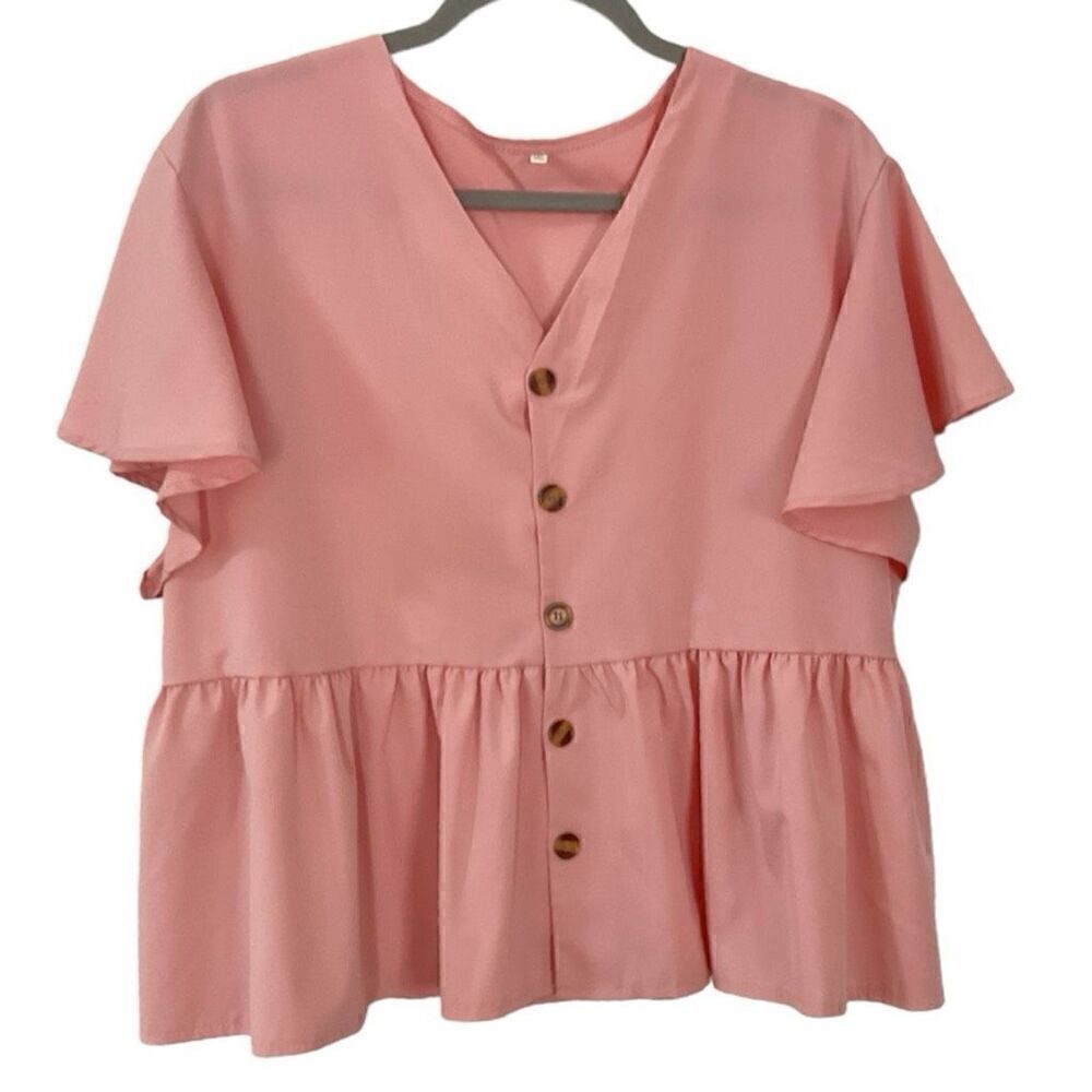 NWOT Pink Cropped Blouse 2X